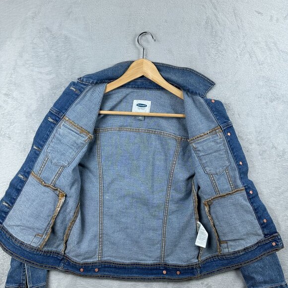 Old Navy Denim Jacket Women’s Size X Small Medium Wash Button Front Blue - Picture 3 of 11